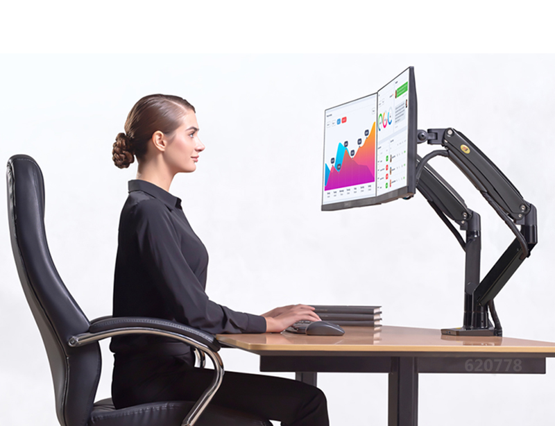 NB F195A Aluminum 22-32 inch D - Dual Monitor Arm 评论和价格