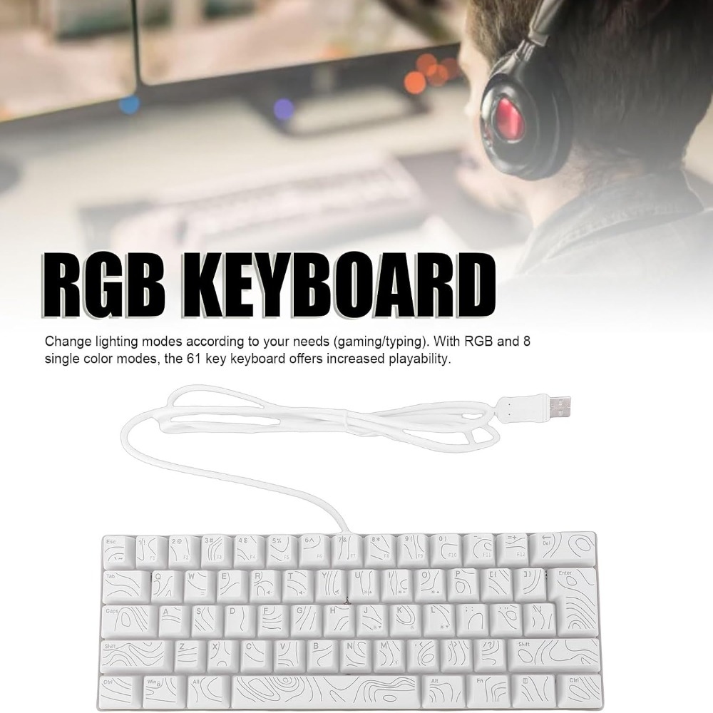 61 Keys Wired Gaming Keyboard  - Anti-Ghosting Keyboard 评论和价格