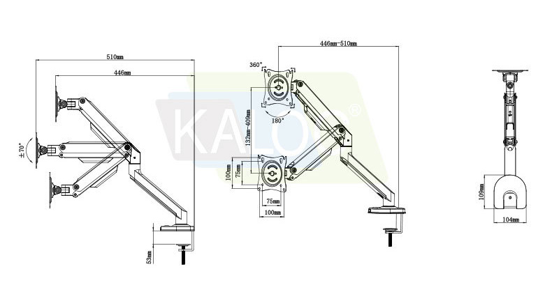 D200 2-9kg Ergonomica Dual Arm - Dual Monitor Arm 评论和价格