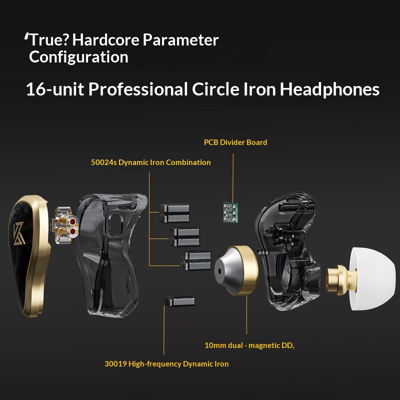 KZ ZAS Metal Wired Earphone 16 - Pc Unit For Gaming 评论和价格